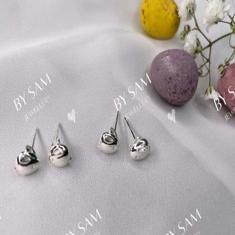 Little Girls sterling silver Bunny earrings - Default Title