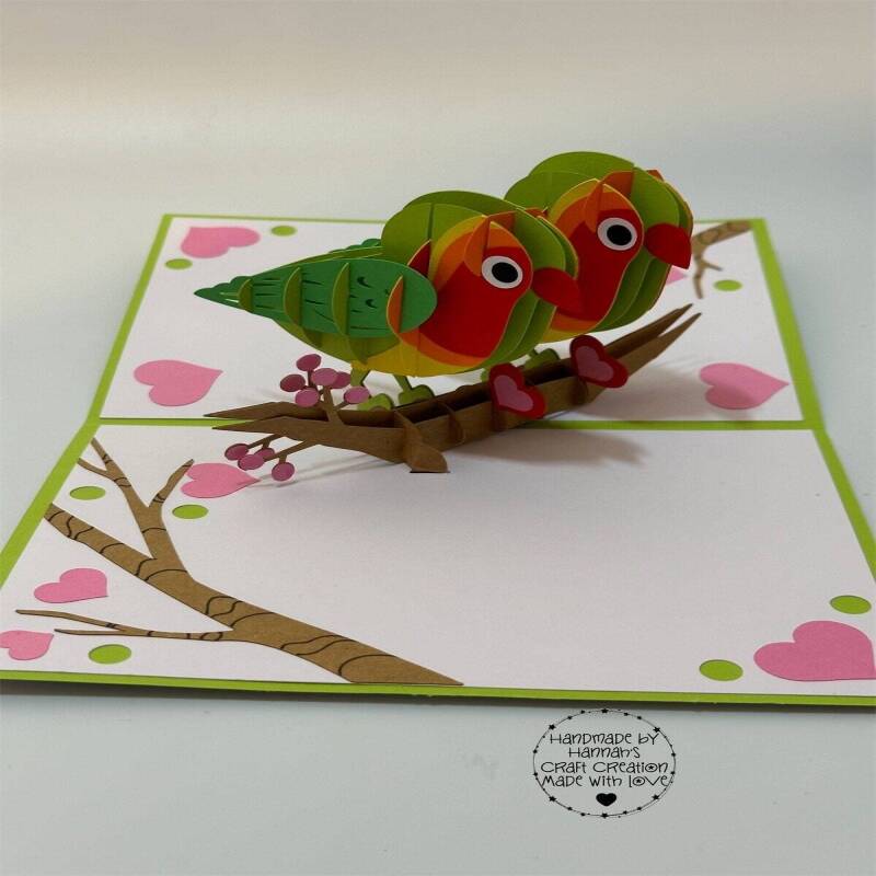 Handmade Love Birds Pop Up Card