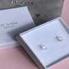 Dainty baguette stud earrings CZ - Silver