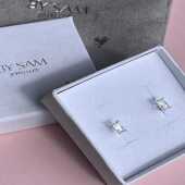 Dainty baguette stud earrings CZ