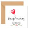 Personalised Anniversary Card For couple, Couple Anniversary Card, Happy anniversary Greeting Card Simple Red Heart Balloon Anniverysary