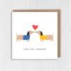 Love you sausage dog Valentines Day card for dog lover, dog owner, husband, wife, boyfriend, girlfriend, partner (Size A6/A5/A4/Square 6x6") - A6: Single card