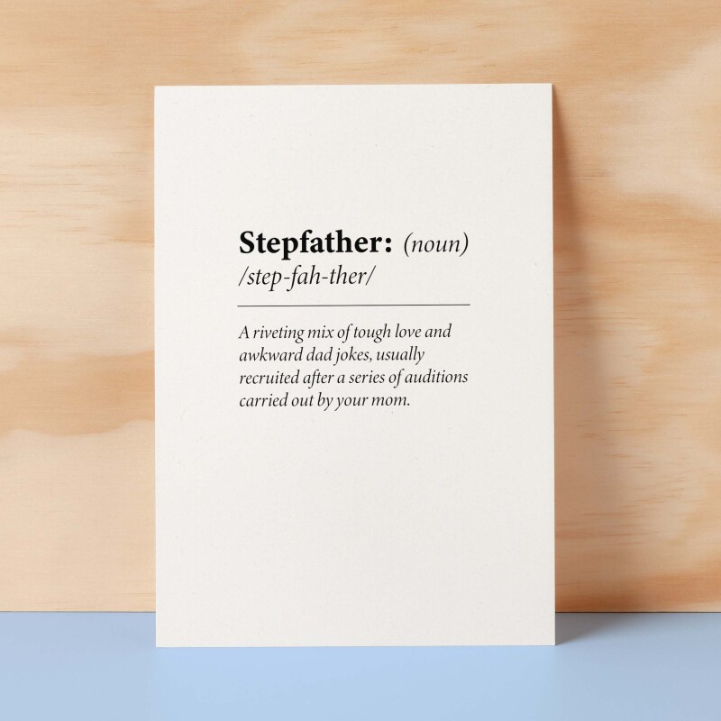 Birthday Card For Stepdad Fun Dictionary Quote Card For Stepfather Custom Message Card For Stepdad Funny Birthday Card - Small (4x6) / Blank Message