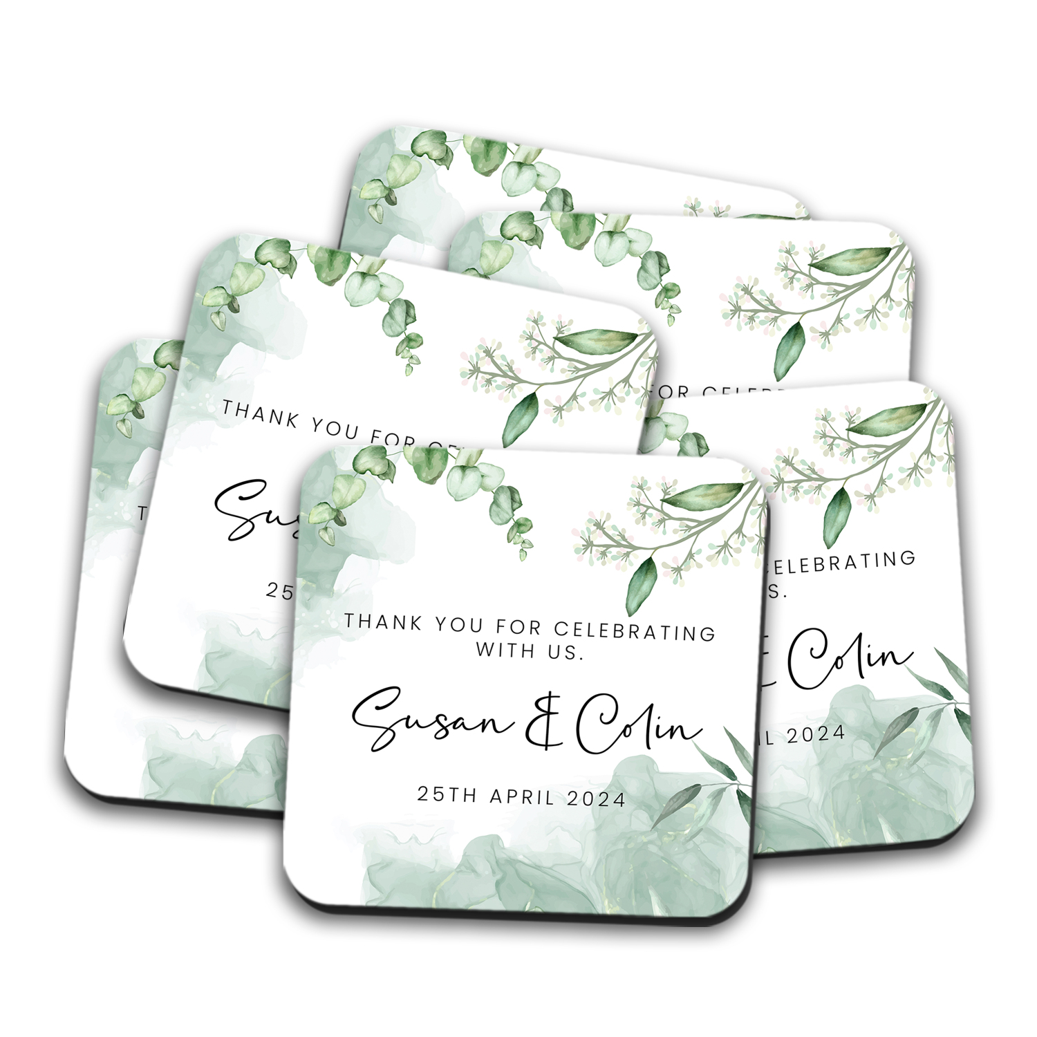 Wedding favour Coasters - Eucalyptus Wedding Favour Coasters