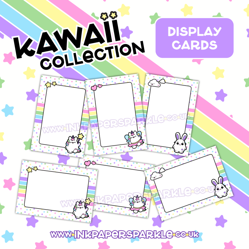 Kawaii Display Cards *New Designs* - Chubbicorn & Stars - A6 - Portrait