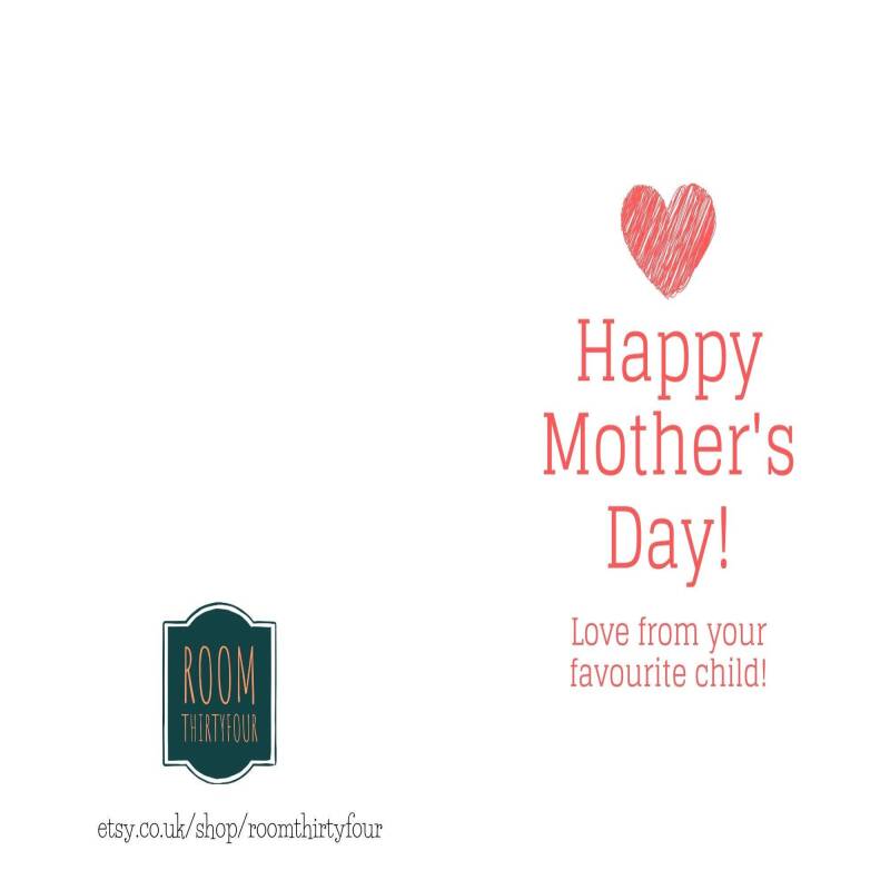 Funny Mother's Day Card - from your favourite child - Mothers day UK