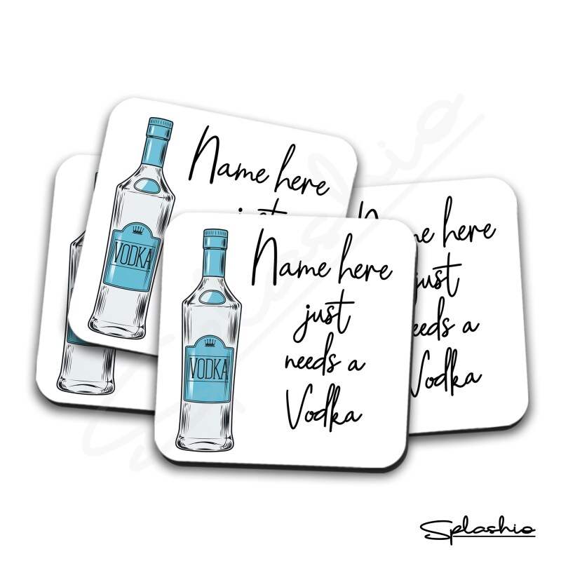 Vodka Coaster, Personalised, Drinks Mat, Personalised Drink Coaster Vodka, Vodka Fathers Day gift, Mothers Day, Christmas Coaster