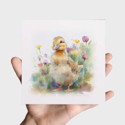 Notelet Card of a Duck For Anyone Any Occasion Card For Her or For Him Card For Birthday or Easter Card Thank You Card - Square (6x6) / Blank Message