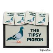 The Tipsy Pigeon - Personalised Home Bar Mat Set