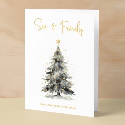 Christmas Card For Son and Family Card Xmas Card for Son Christmas Card for Loved One Son Family Card Christmas Tree Card - Large (5x7) / Blank Message