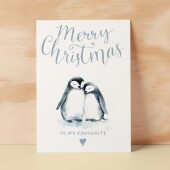 Christmas Card For Her Card For Him Xmas Card For Girlfriend or Boyfriend Christmas Card for Wife Christ Card For Husband Cute Penguins