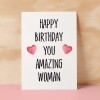 Birthday Card For Wife Card For Her Birthday Card For Girlfriend or Friend Birthday Card For Mum or Sister You Amazing Woman - Small (4x6) / Blank Message