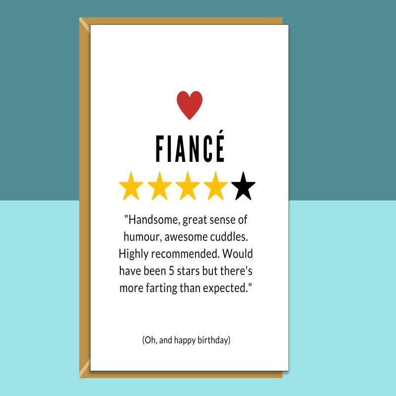 Funny Fiance Birthday Card - For Him - Personalised if required - For Fiance on his birthday - Rude - Adult - Cheeky Card - Blank inside - Large