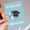 You clever clogs congratulations, well done, graduation, exam results, college, university degree student card (Size A6/A5/A4/Square 6x6") - A6: Single card