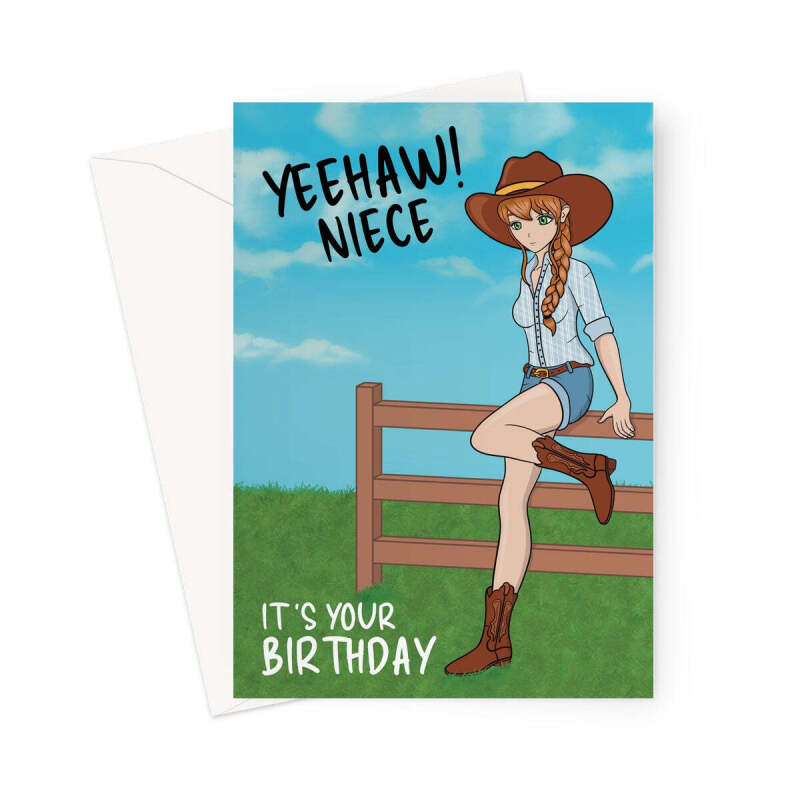 Cowgirl Birthday Card For Niece - A5 Portrait - 1 Card