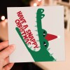 Have a Snappy Christmas crocodile, alligator Christmas, Holidays card for children, child, niece, nephew (Size A6/A5/A4/Square 6x6") - A6: Single card