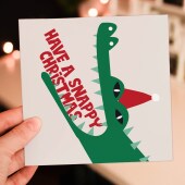 Have a Snappy Christmas crocodile, alligator Christmas, Holidays card for children, child, niece, nephew (Size A6/A5/A4/Square 6x6")