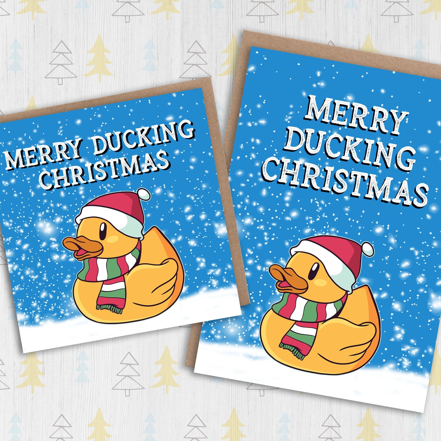 Merry Ducking Christmas funny autocorrect fucking duck Christmas, Holidays, Xmas, festive card for friend, mate (Size A6/A5/A4/Square 6x6") - A6: Single card