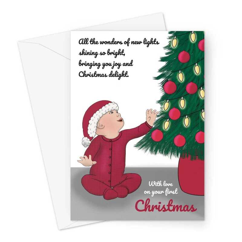 Merry Christmas Card - Babies First Christmas - A5 Greeting Card - A5 Portrait - 1 Card