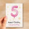 Personalised 5th Birthday Card For Girl Custom Name Card For Girl Fifth Birthday Card For Child Birthday Card for Girl Custom 5th Birthday - Small (4x6) / Blank Message