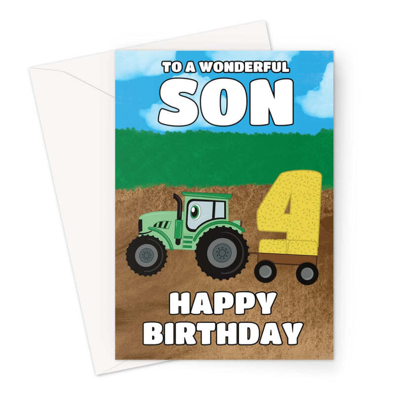 4th Birthday Card For A Wonderful Son - A5 Portrait - 1 Card