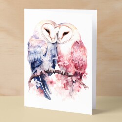 Anniversary Card For Wife Card for Anniversary Card For Husband Owl Anniversary Card For Couple Engagement Card For Couple Wedding Card - Small (4x6) / Blank Message