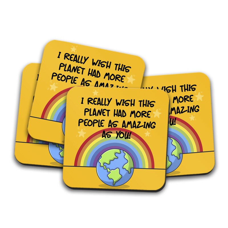 More People As Wonderful As You Coaster - Friendship Gift, Thank You Gift, Positivity, Rainbow Thank You Gift, Positivity, Positive Coaster - Single Coaster