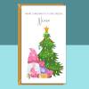 Cute Niece Christmas Card - Personalised Xmas Gnome Gonk Card for Niece - Large - Blank inside