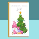 Cute Niece Christmas Card - Personalised Xmas Gnome Gonk Card for Niece