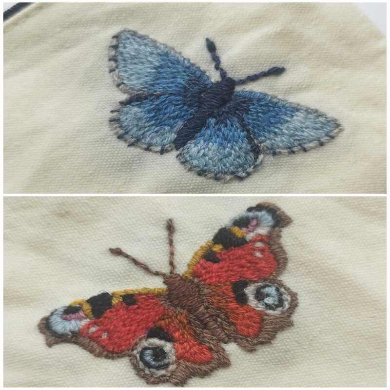 English Butterfly Stick and Stitch Washable Transfers, Peacock, Red Admiral, Orange Tip, Meadow Brown,  Common Blue, Painted Lady, Brimstone