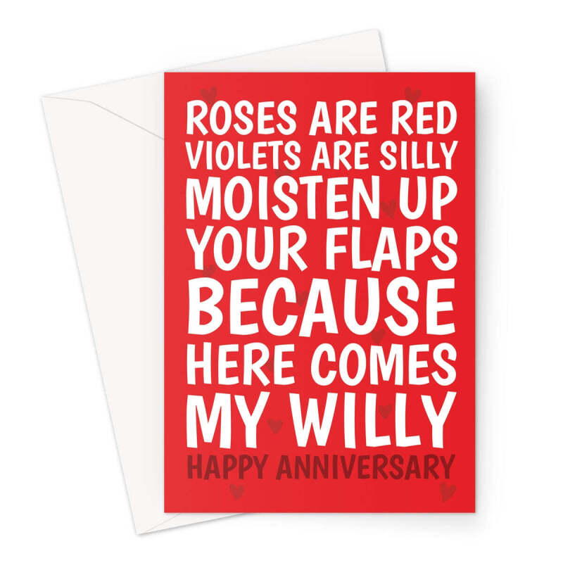 Rude Anniversary Card For Her - Moisten Your Flaps - A5 Portrait - 1 Card