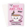 Best Auntie Birthday Card - Ant-Tea Pun - A5 Portrait - 1 Card