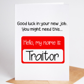 Good Luck Traitor New Job Leaving Card