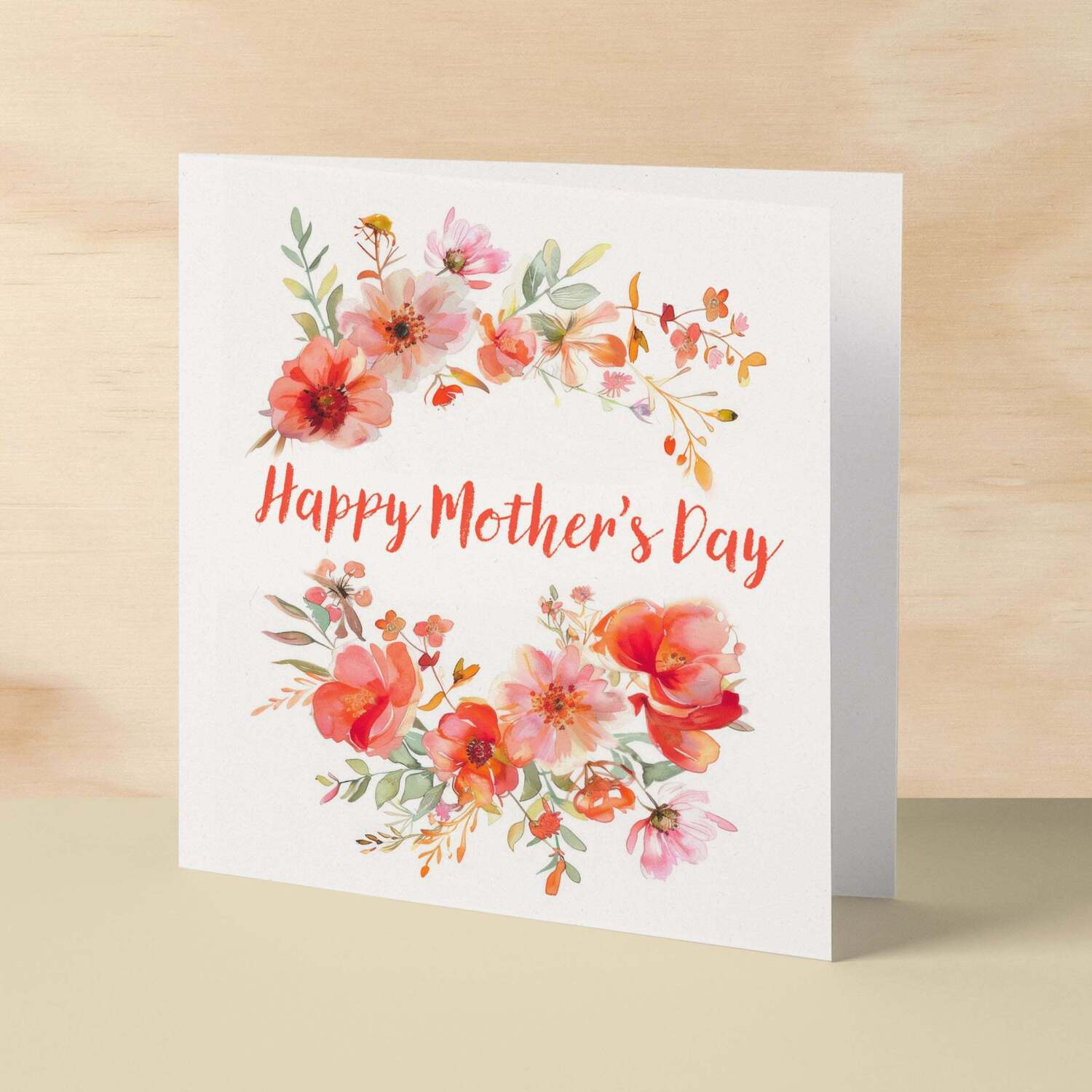 Mother's Day Card For Mum Happy Mother's Day Mothers Day card Mothering Flower Garland Mother's Day Card For Mom Mommy Mum Mummy - Square (6x6) / Blank Message