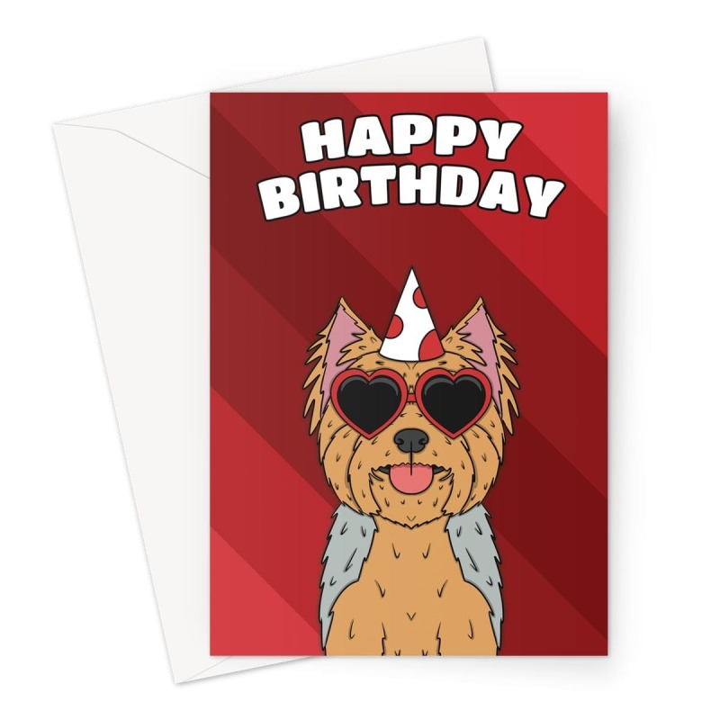 Yorkshire Terrier Dog Birthday Card - A5 Portrait - 1 Card