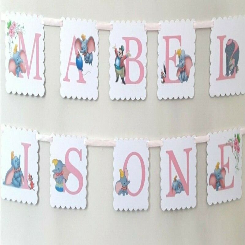 Personalised Dumbo Banner, Dumbo Name Banner, Dumbo Nursery Decor - No bows
