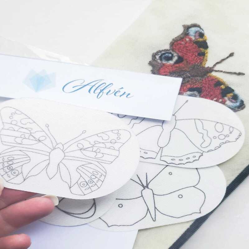 English Butterfly Stick and Stitch Washable Transfers, Peacock, Red Admiral, Orange Tip, Meadow Brown,  Common Blue, Painted Lady, Brimstone