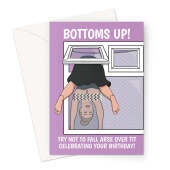 Funny Birthday Card - Trending Woman Falling Through Window