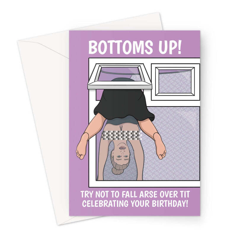 Funny Birthday Card - Trending Woman Falling Through Window - A5 Portrait - 1 Card