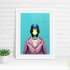 Duck in clothes, animal print, wall art - A5 - Glossy - Blue