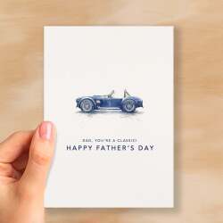 Father's Day Card For Classic Car Enthusiasts Car Illustration Simple Father's Day Card You're A Classic Dad Father's Day Gift - Small (4x6) / Blank Message