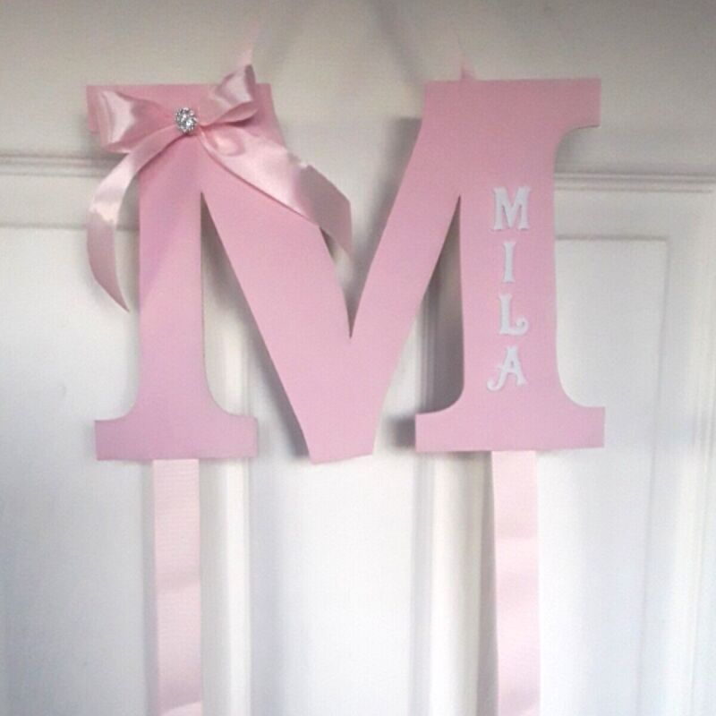 Personalised bow holder,Letter ribbon bow holder,Personalised clip holder - No bobble velcro clips