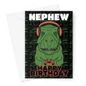 Gamer Dinosaur Nephew Birthday Card