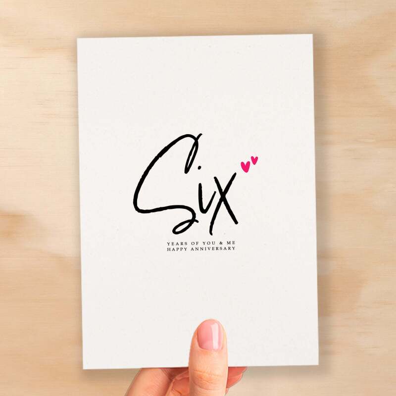 Six Year Anniversary Card For Husband 6 Year Anniversary Card Boyfriend or Girlfriend Wedding Anniversary Card For Wife - Small (4x6) / Blank Message