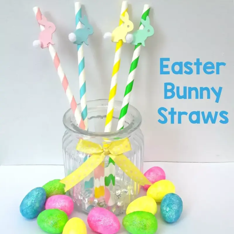 Easter Bunny Straws, Easter Table Decor, Rabbit straws, Bunny cupcake/food picks - 4 straws