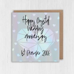 Personalised Crystal (15th/15 year) anniversary card: Personalised with date (Size A6/A5/A4/Square 6x6") - A6: Single card