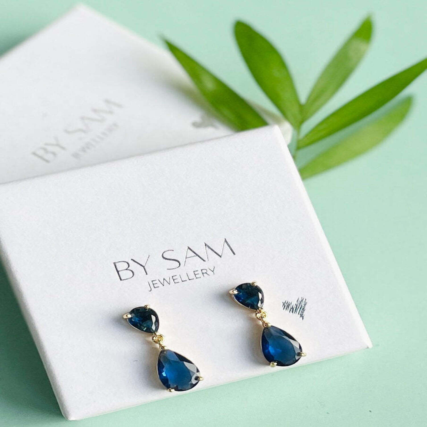 Christmas gift Sapphire Earrings, Statement Earrings gift - Default Title