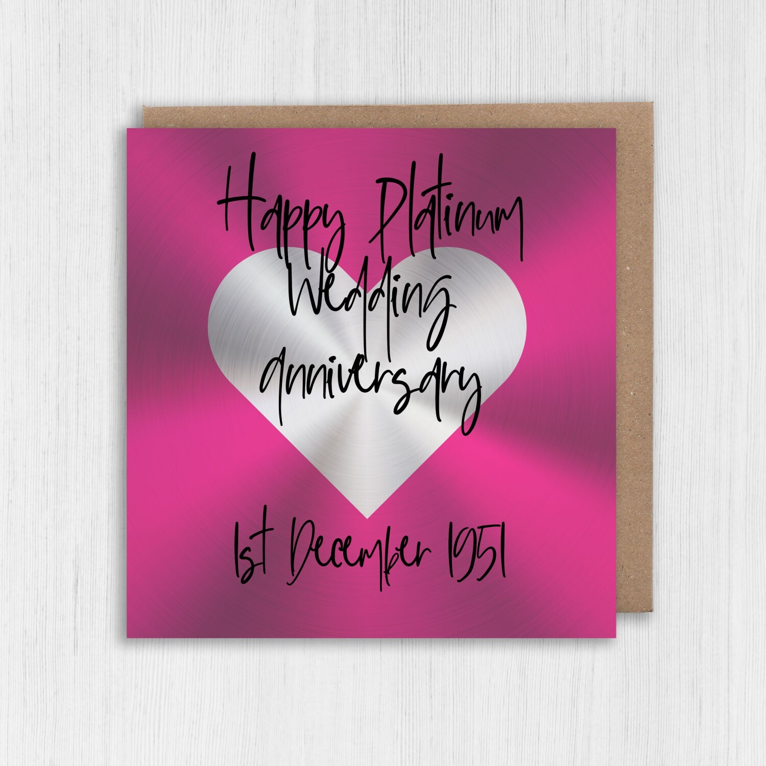 Personalised Platinum (70th/70 years) anniversary card: Personalised with date (Size A6/A5/A4/Square 6x6") - A6: Single card