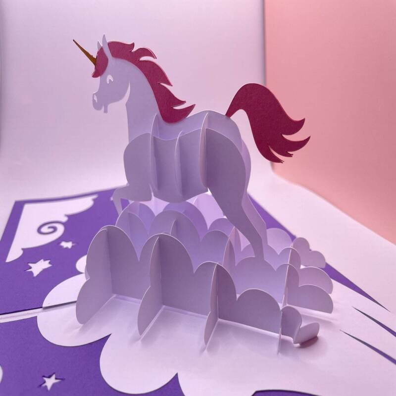 Magical Unicorn Surprise: Handcrafted Pop Up Greeting Card