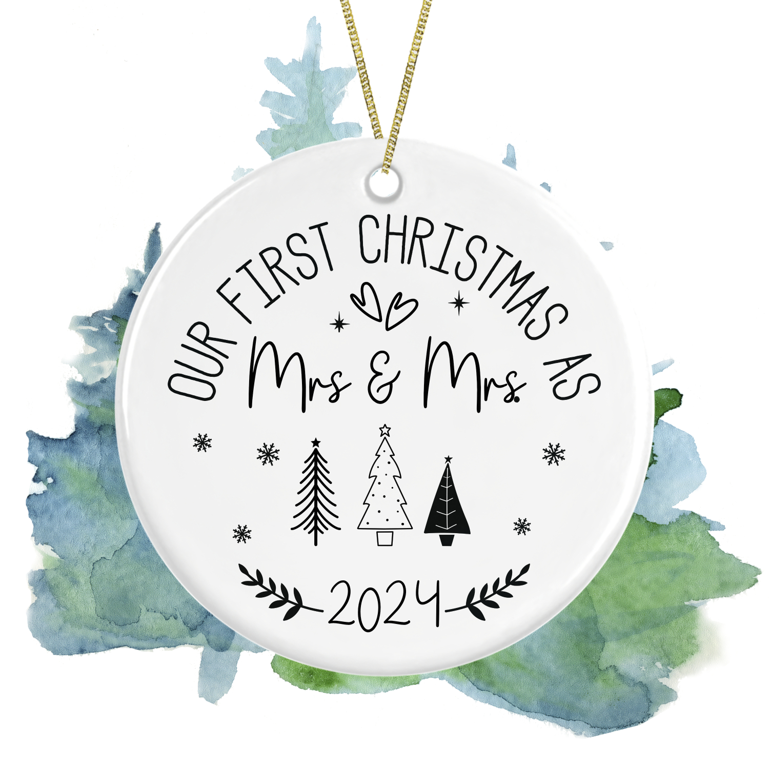 Personalised Ceramic Christmas Tree Decoration - Our First Christmas as Mrs & Mrs